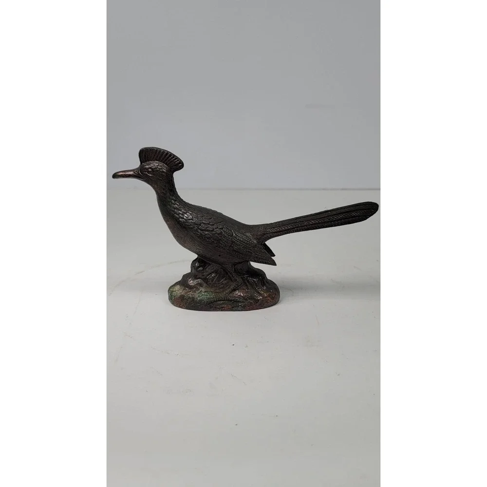 Vintage 1973 Roadrunner Bird Figurine Paperweight Brass Trinket